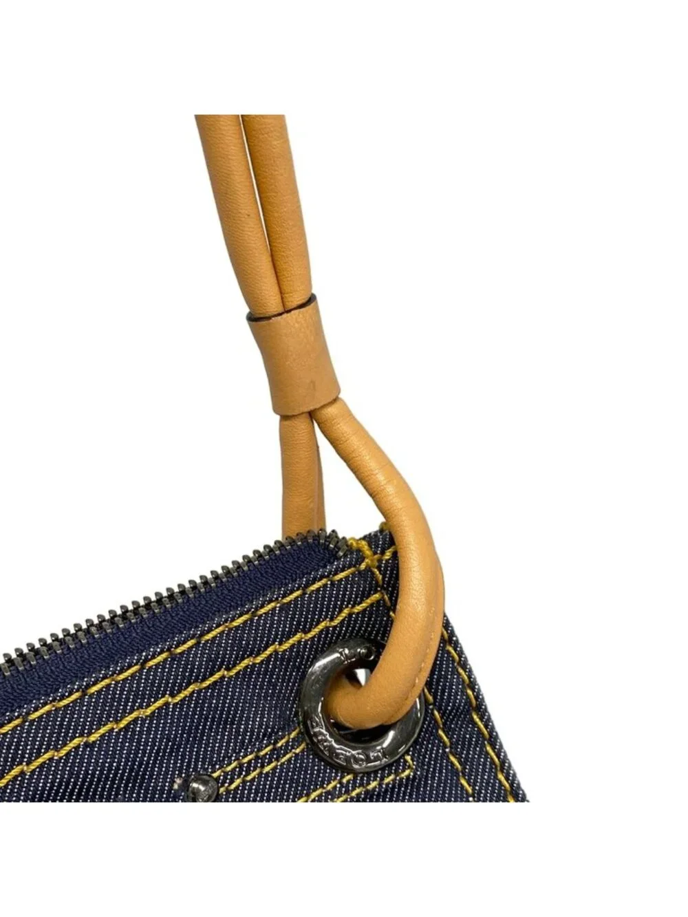 Loewe Shoulder Bag Dark Navy Beige Stitch Leather